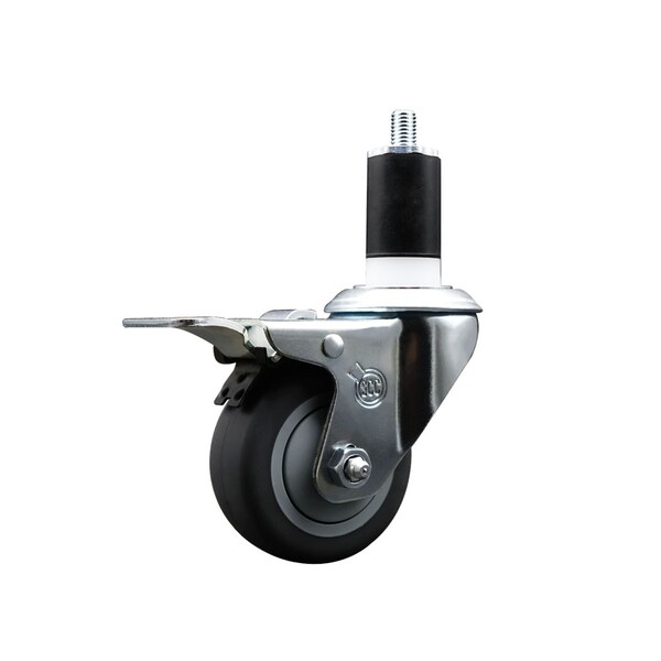 3'' SS Thermoplastic Rubber Swivel 1-1/2'' Expanding Stem Caster Total Lock Brake